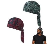 Paisley Cooling Headscarf Cap Set - Breathable Sweat-Wicking Bandana for Men, Motorcycle Helmet Liner Outdoor Sports and Cooling Head Scarf (2ps F)