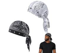 Paisley Cooling Headscarf Cap Set - Breathable Sweat-Wicking Bandana for Men, Motorcycle Helmet Liner Outdoor Sports and Cooling Head Scarf (2ps E)