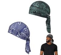 Paisley Cooling Headscarf Cap Set - Breathable Sweat-Wicking Bandana for Men, Motorcycle Helmet Liner Outdoor Sports and Cooling Head Scarf (2ps H)