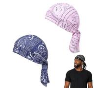 Paisley Cooling Headscarf Cap Set - Breathable Sweat-Wicking Bandana for Men, Motorcycle Helmet Liner Outdoor Sports and Cooling Head Scarf (2ps M)