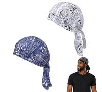 Paisley Cooling Headscarf Cap Set - Breathable Sweat-Wicking Bandana for Men, Motorcycle Helmet Liner Outdoor Sports and Cooling Head Scarf (2ps D)