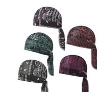 Paisley Cooling Headscarf Cap Set, Elastic Fit Cycling Sports Cap, Breathable Sweat Wicking Bandana Beanie Lightweight Head Wrap (5-6)