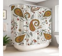 Paisley - Cortina de ducha extra ancha, estilo bohemio, clásico, color naranja, con ganchos, para baño, decoración de habitación de invitados, 108 x 72 pulgadas