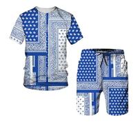 Paisley Flores de Anacardo Impresión 3D Mujeres/Hombres Camisetas y Pantalones Cortos de Tabla Conjunto de 2 Conjuntos de Conjuntos de Chándal de Verano Ropa de Calle