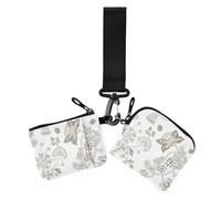 Paisley Flower Ethnic Birds Pure Lines Cartera de doble pulsera para mujer, minimalista, soporte para cambio de monedero con correa de muñeca para uso diario, 2 paquetes