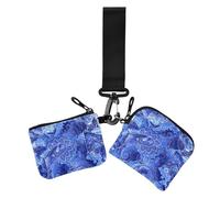 Paisley Flower Ethnic Blue - Fundas para tarjetas para mujer, diseño de flores étnicas, para cambio de moneda, delgado, desmontable, con correa de muñeca, 2 unidades