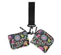 Paisley Flower Ethnic Colorful Black - Portatarjetas para mujer, protector de tarjetas de identificación, con correa de muñeca, 2 unidades