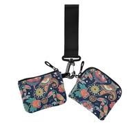 Paisley Flower Ethnic Tucane Boho Tribe - Carteras para mujer - Tarjetero plano fino para tarjetas de visita con correa de muñeca para mujer, 2 paquetes
