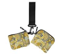 Paisley Flower Ethnic Yellow - Fundas para tarjetas de visita, tamaño pequeño, desmontable, con correa de muñeca, 2 unidades