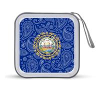 Paisley New Hampshire State Flag Funny CD Case Holder Organizer 40 Capacity DVD Collection Storage Bag Wallet Book for Car Home Travel