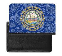 Paisley New Hampshire State Flag Funny Passport Case Cover And Vaccine Card Organizer Holder Travel Protector Bag Wallet Printed
