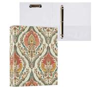 Paisley Textile (1) Carpeta de 3 anillas de 1.5 pulgadas, organizador de documentos de material de PVC con anillo en D y bolsillo transparente para suministros de oficina, 1 paquete