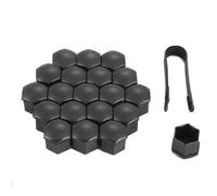 PAITOK Tapacubos para Tuercas de Rueda, 20 Piezas de Cubiertas universales cromadas de plástico para Tornillos de Rueda con Herramienta de extracción para Coches (Negro, 21mm)