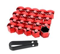 PAITOK Tapacubos para Tuercas de Rueda, 20 Piezas de Cubiertas universales cromadas de plástico para Tornillos de Rueda con Herramienta de extracción para Coches (Rojo, 17mm)