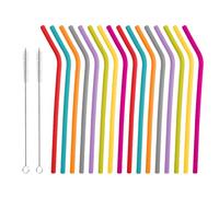 Paja de plástico, 18 piezas, pajitas reutilizables, silicona para niños, portátil seguro y ecológico, coloridas, desechables, irrompibles, desechables, grandes, para cócteles, botellas termos vasos