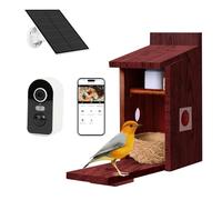 Pajarera con cámara de 5 MP, nido para exteriores, WiFi de 2,4 G y notificación por aplicación, observa la anidación y la eclosión, grabación automática de vídeos de aves y detección de movimiento