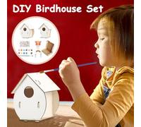 Pajarera de Madera para Bricolaje, Casa para pájaros,El Kit de casa para pájaros de Madera Incluye Pinturas y Pinceles, casa para de para Bricolaje, 2 Juegos - Juguete Educativo
