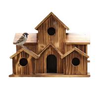Pajarera de madera para exteriores - nido de doble cámara, diseño rústico, caja nido decorativa para exteriores | Casa rústica para mascotas de madera para patio trasero, césped, balcón, porche