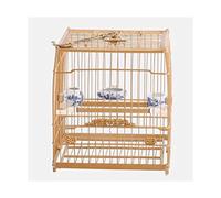 pajarera Exterior, Jaulas for pájaros cuadradas, Estilo Vintage, Talla Cuadrada, Jaula de bambú con Soporte rodante