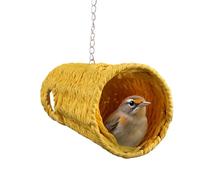 Pajarera tejida - 20 x 9,5 cm, accesorio grande para jaula colgante, casa nido de túnel, estructura de fibra natural, hábitat seguro ventilado | Lovebird Conure Finch Periquito Colibrí Hamster Outdoor