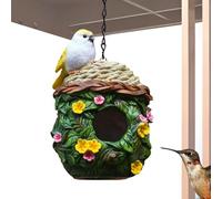 Pajarera The Garden - de pájaros de resina colorida, hojas y flores, resistente a la intemperie | para pájaros silvestres, casa decorativa para pájaros para terraza, patio y exterior, ideal