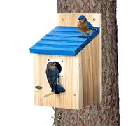 Pajareras de Madera para Exteriores,Aireado para Pinzones, Golondrinas - Pajarera Decorativa con Cubierta Protectora Metálica y Cerradura | para Proteger Huevos, Hobby de Mayores, Patio y Terraza