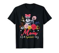 Pajarita con estampado floral Schnauzer para el Día de la Madre, mamá de un perro mimado Camiseta