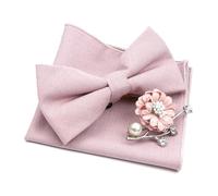 Pajarita Conjunto de broche pajarita for boda for hombre, romántico fibra Color sólido con lazo, flor, Pin solapa, corbata azul y rosa, accesorio for camisa(Color2-6)