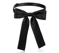 Pajarita negra occidental para hombres y mujeres, corbatín de color sólido, coronel, cinta de satén, pajarita vaquera, cordel ajustable, para uniforme escolar, camisa, fiesta, boda, cosplay, Negro,