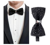 Pajaritas de diamantes de imitación para hombre, corbatín preatado, para banquete, con longitud ajustable para bodas, fiestas (negro), Negro, 12 x 6 cm / 4.7 x 2.36 inch