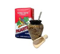 Pajarito Elaborada Yerba Mate Set | Bebida energética natural fuerte | Juego completo de té mate | Kit para principiantes | Yerba Mate Pajarito Elaborada Booster 500 g | Taza de cerámica para pájaros 300 ml | Bombilla inoxidable