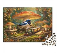 Pájaro Azul del Bosque Puzzle de 1000 Piezas Papel para Adultos Escenario de Hongos Mágicos Puzzle para Toda la Familia Relajación Decoración Regalo Nan
