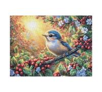 Pájaro Azul en jardín de Flores Puzzle 500 Piezas Estera Portátil Antideslizante Rompecabezas Familiar para Hombres Y Mujeres Aliviar Estrés Decoración Hogar 500 PCS