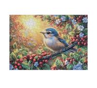 Pájaro Azul en jardín de Flores Puzzles 300 Piezas Obra De Arte Abstracta Rompecabezas para Adultos Decoración Hogar Moderno DIY Creativo Desafío 300 PCS