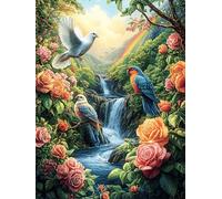 Pájaro Azul en la Cascada Puzzle 500 Piezas Papel Principiantes Cuentos de Hadas de Animales Salvajes fantásticos Agilidad Mental Actividad Hacer En Grupo Colgar Pared Detalle Cumple