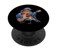 Pájaro Azulejo Gorjicanelo Toca Bajo Guitarra Rock Aves PopSockets PopGrip Adhesivo