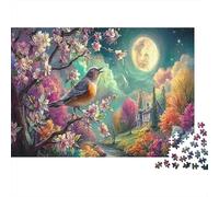 Pájaro Cantando bajo Luna Llena Puzzle De 1000 Piezas para Adultos, Rompecabezas Regalo, Vida Silvestre 70x50cm/1000pcs
