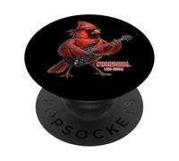 Pájaro Cardenal Rojo Toca Guitarra Eléctrica Rock PopSockets PopGrip Adhesivo