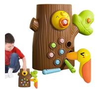 Pájaro carpintero - Juguete magnético para pájaros de madera, juego de alimentación, habilidades motrices finas, juego de jugador, tocón de madera, diversión magnética para niños que fanáticos del
