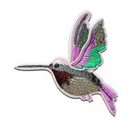 Pájaro Colibrí Con Lentejuelas Colorido 18,8X14,7Cm - Parches Termoadhesivos Bordados Aplique Para Ropa, Tamaño: 18,8 x 14,7 cm