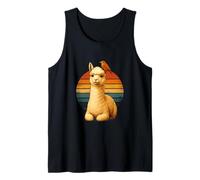 Pájaro de Alpaca Retro al Atardecer, Lindos Amigos de Animales Camiseta sin Mangas