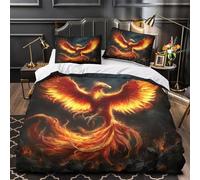 Pájaro de fuego mítico Funda de Edredón Cremallera Oculta 3 Piezas Suave Impresión 3D con Fundas de Almohada Obra de arte de fantasía de Phoenix Funda Edredon for niños y niñas Single（135x200cm）