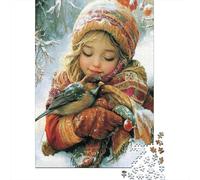 Pájaro de la niña de Invierno 1000 Piezas Cartón Grueso Rompecabezas Conjunto Coleccionistas Imposible Difícil Desafío Juego Educativo 70x50cm/1000pcs