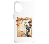 Pájaro De Patas Largas Vida Silvestre Papiro Arte Japonés Garza Carcasa para iPhone 16