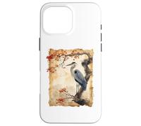 Pájaro De Patas Largas Vida Silvestre Papiro Arte Japonés Garza Carcasa para iPhone 16 Pro MAX