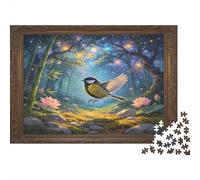 Pájaro del Bosque Puzzle de 1000 Piezas Juego de Puzzle 1000 Piezas Cartón para Adultos Paisaje Nocturno Mágico Relajante Familia Decoración Regalo 70x50cm/1000pcs
