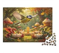 Pájaro del Bosque Puzzle para Adultos Puzzle de 1000 Piezas Fiesta de Té de Cuento Papel Relajación Hogar Regalo Decorativo 52x38cm/1000pcs