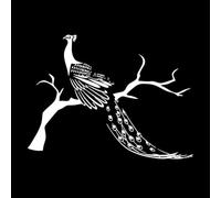 Pájaro del paraíso, hermoso árbol de cola de hada Calcomanías de pared 34x45.2cm Fácil instalación Blanco