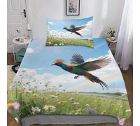 Pájaro del ParaísoElegantePájaro Funda De Edredón Y Juego Completo De Ropa De Cama, Poliéster Suave Y Transpirable, Ideal para Hogar O Hotel Single（135x200cm）