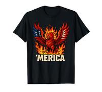Pájaro fénix americano en llamas con alas de bandera de Estados Unidos Camiseta
